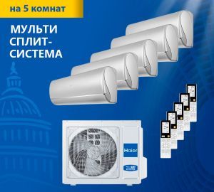 Мульти-сплит-система Haier серия JADE-SM 5U105S2SS5FA / AS25S2SJ2FA-S*5